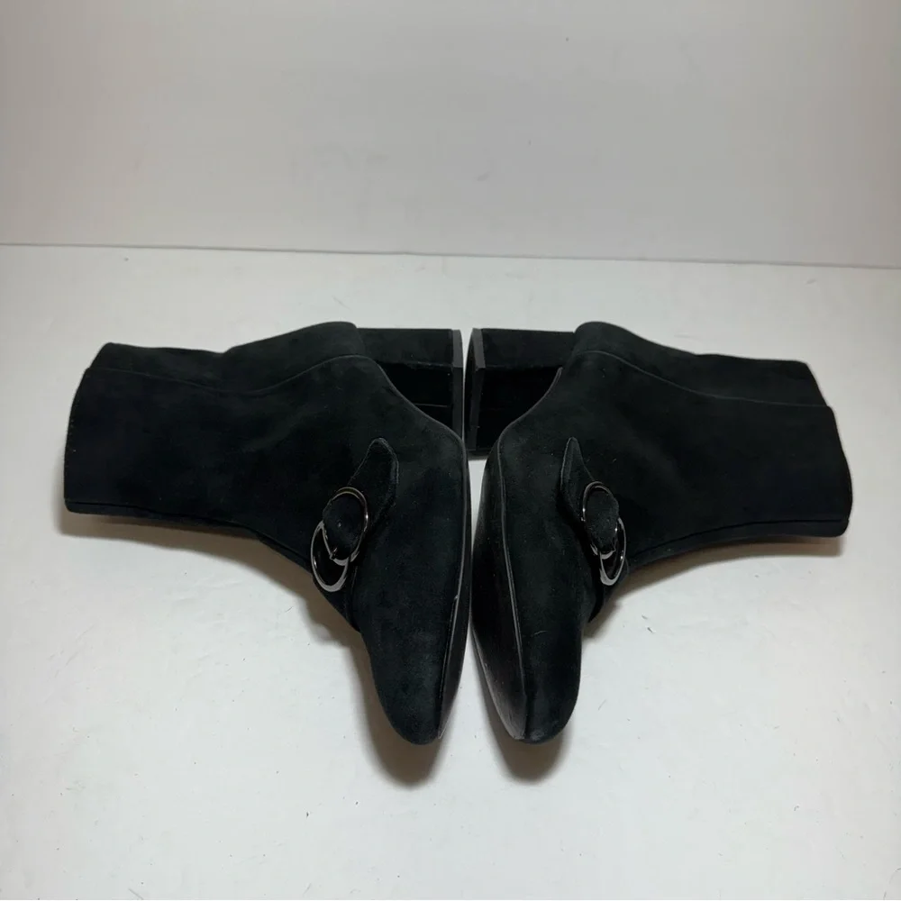 Bleecker & Bond Lacey Black Suede Leather  Heeled Booties Ankle Boots Size 7.5